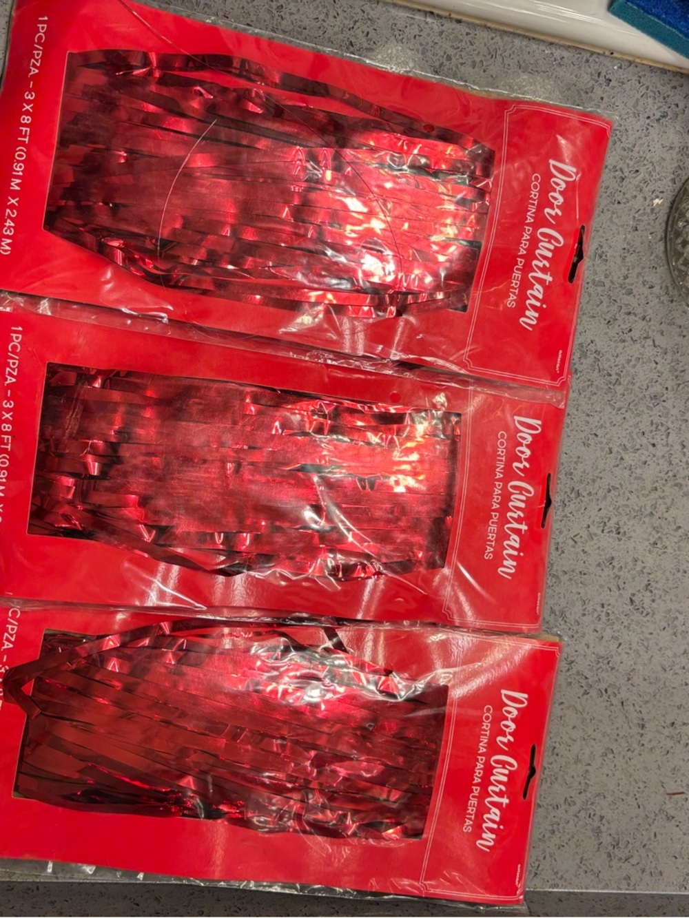 Red Metallic Door Curtain Fringe - 3 Packs